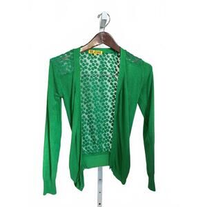 BB JEANS Green Women's Lightweight Floral Lace Cardigan Jacket S/M